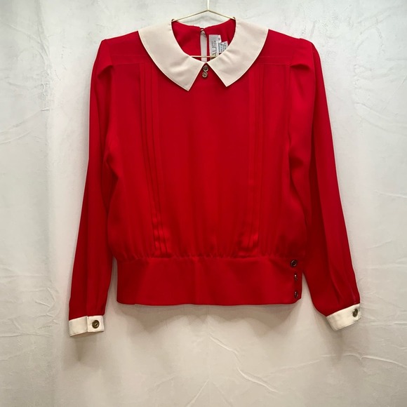 Chaus Tops - CHAUS // Vintage Red & Cream Blouse, Size 12